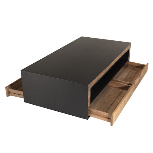 Table basse avec rangement bois recyclé pin CRACOVIE