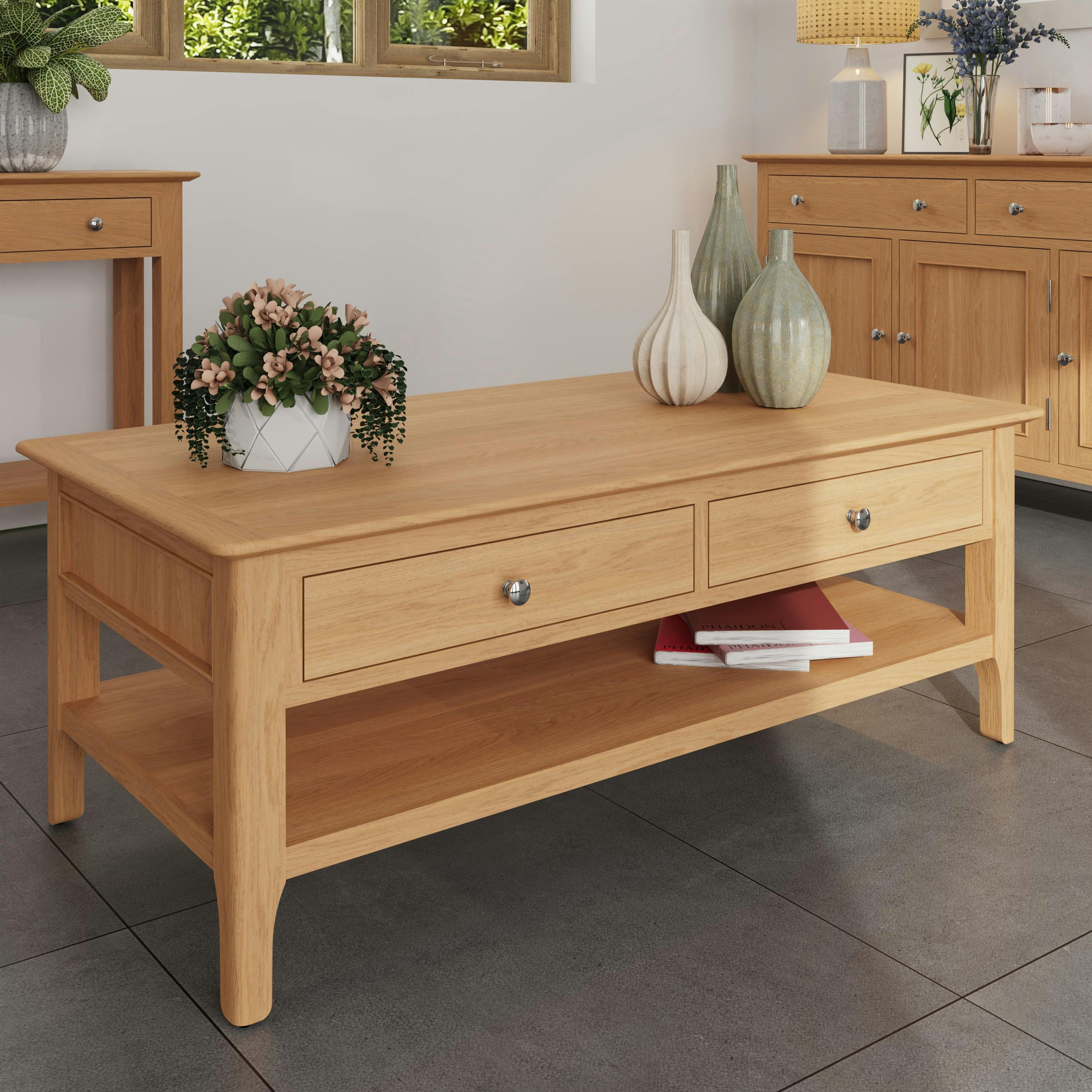 Table basse avec rangement en bois clair CRUZ