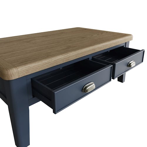 Table basse avec rangement en bois finition bleu profond HOVE