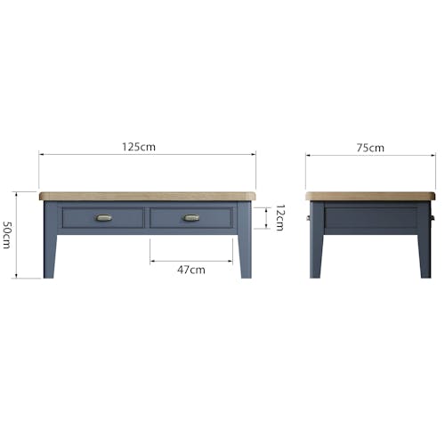 Table basse avec rangement en bois finition bleu profond HOVE
