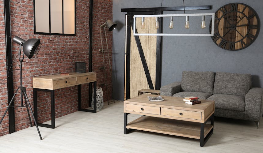 Table basse avec rangement en bois recyclé AUCKLAND