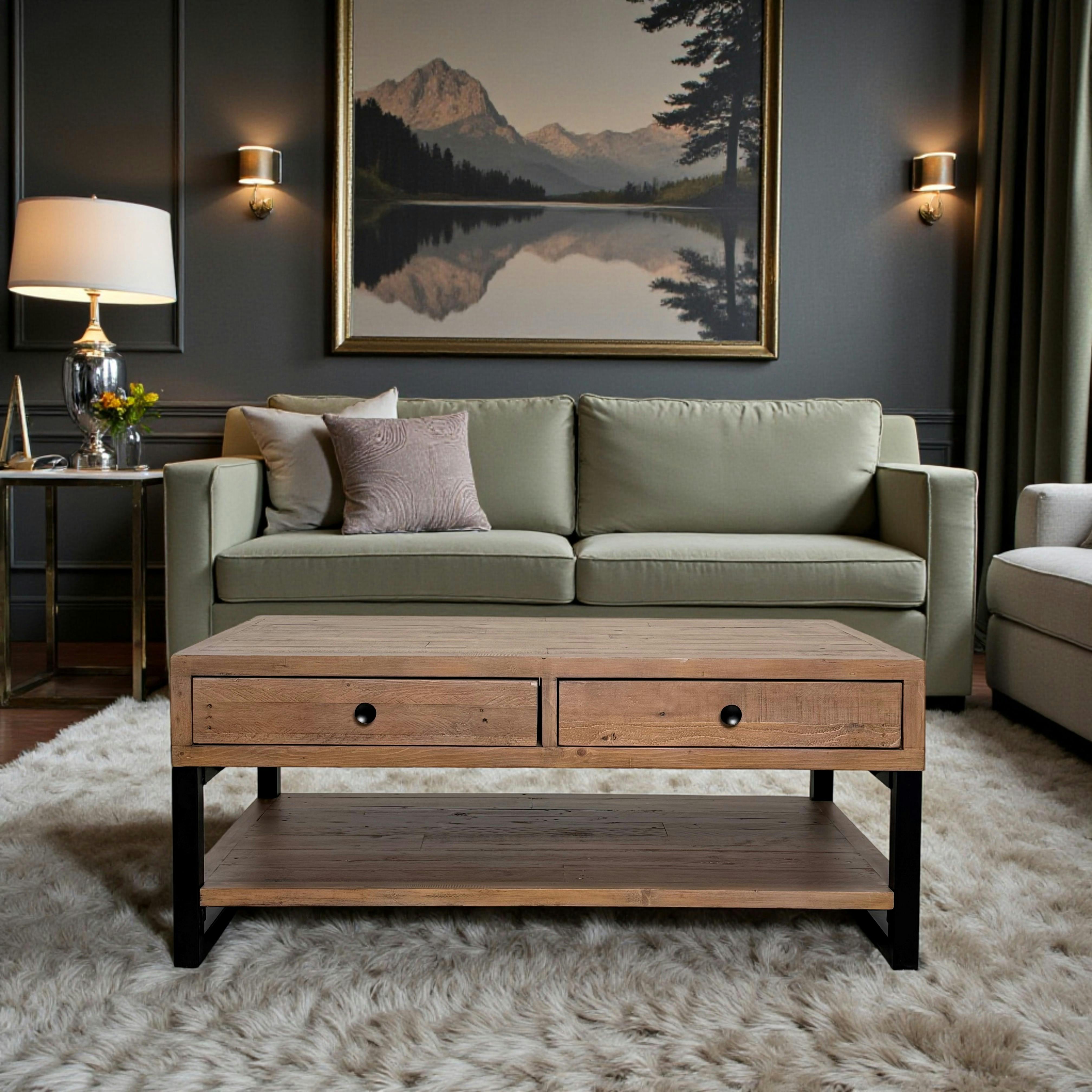 Table basse avec rangement en bois recyclé AUCKLAND