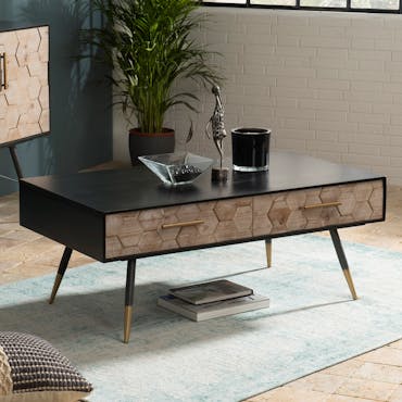  Table basse rectangulaire en bois pieds metal de style vintage