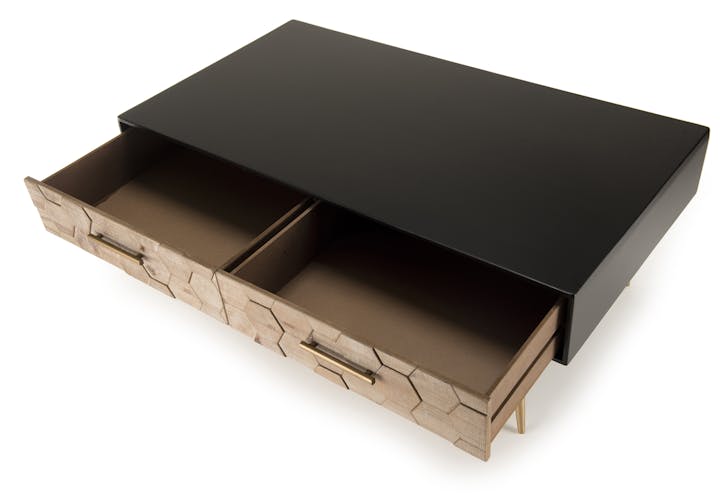 Table basse rectangulaire en bois pieds metal de style vintage