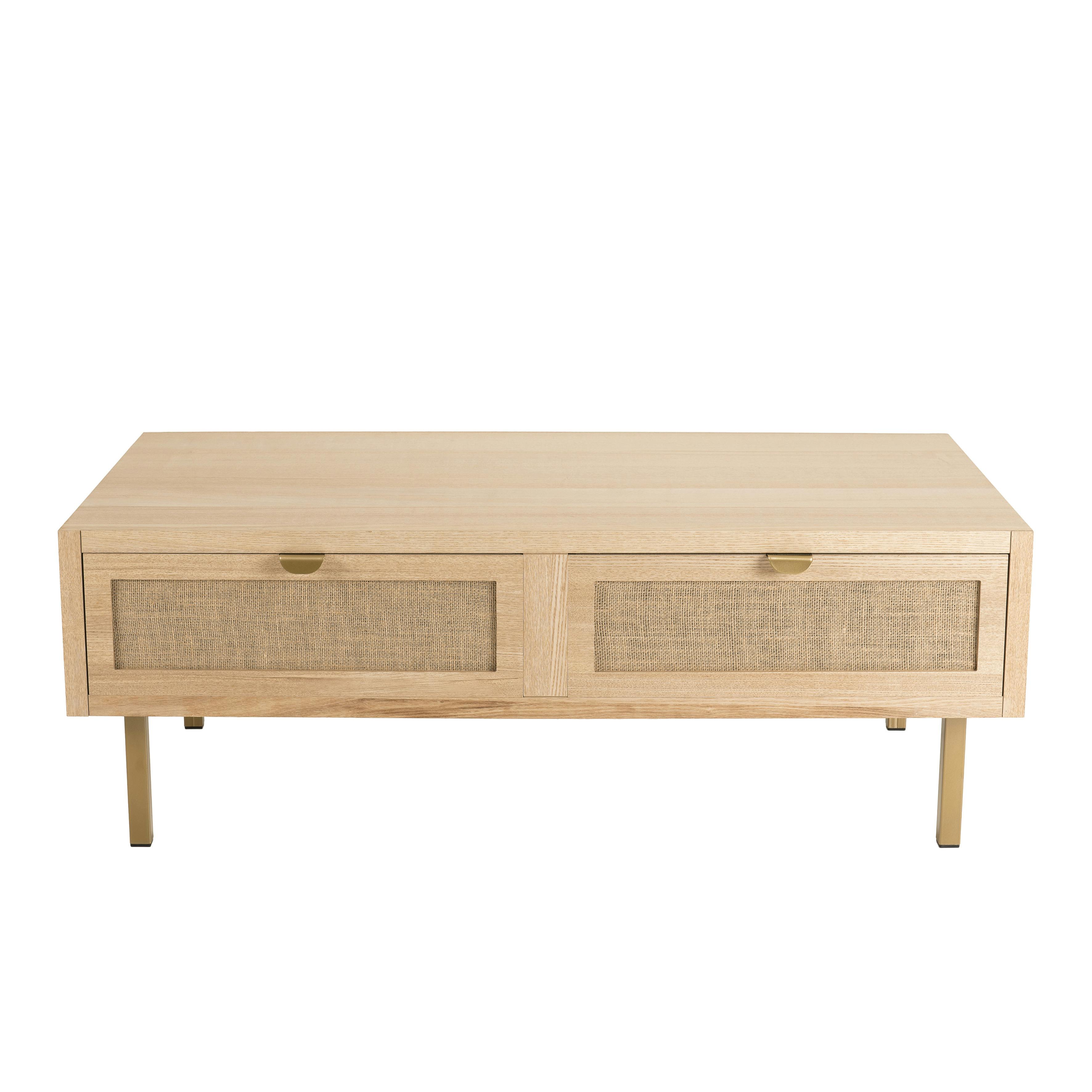 Table basse avec rangement toile de jute CORDOUE