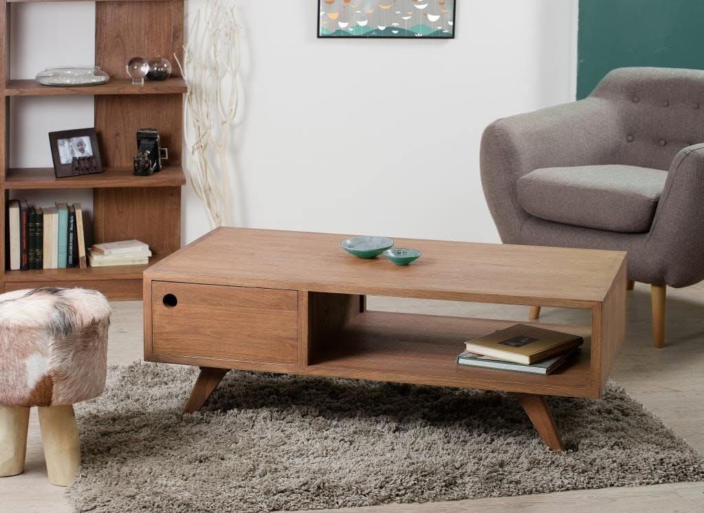 Table basse restangulaire en bois de style scandinave