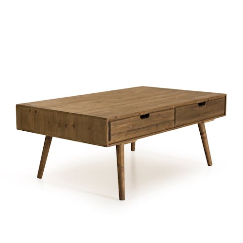 Table basse avec tiroirs en bois de sapin LIMA