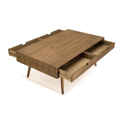 Table basse avec tiroirs en bois de sapin LIMA