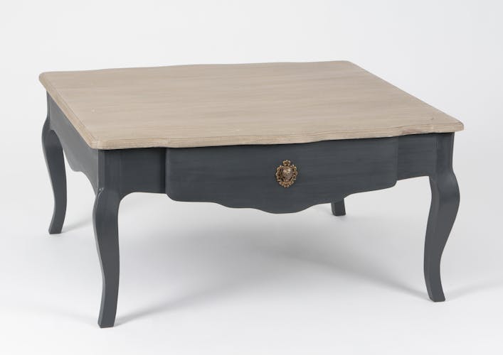 Table basse en bois noir plateau clair de style romantique