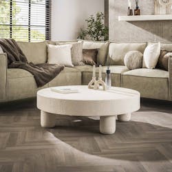 Table basse blanche en marbre composite Ø 110 cm TAJ