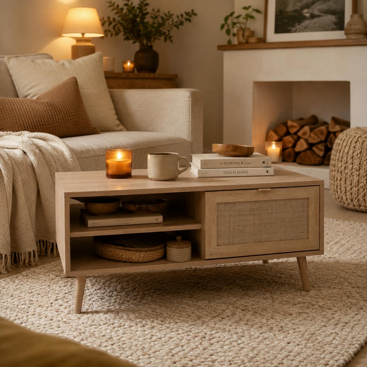 Table basse bohème 1 porte 2 niches SONA