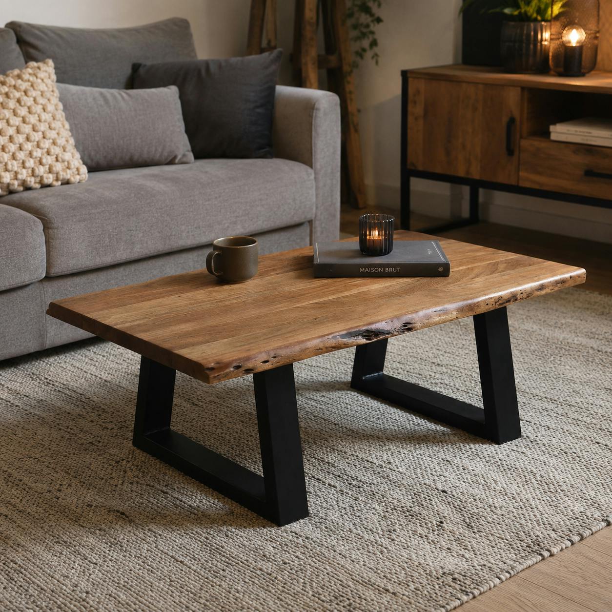 Table basse bois d'acacia à bords naturels CANYON