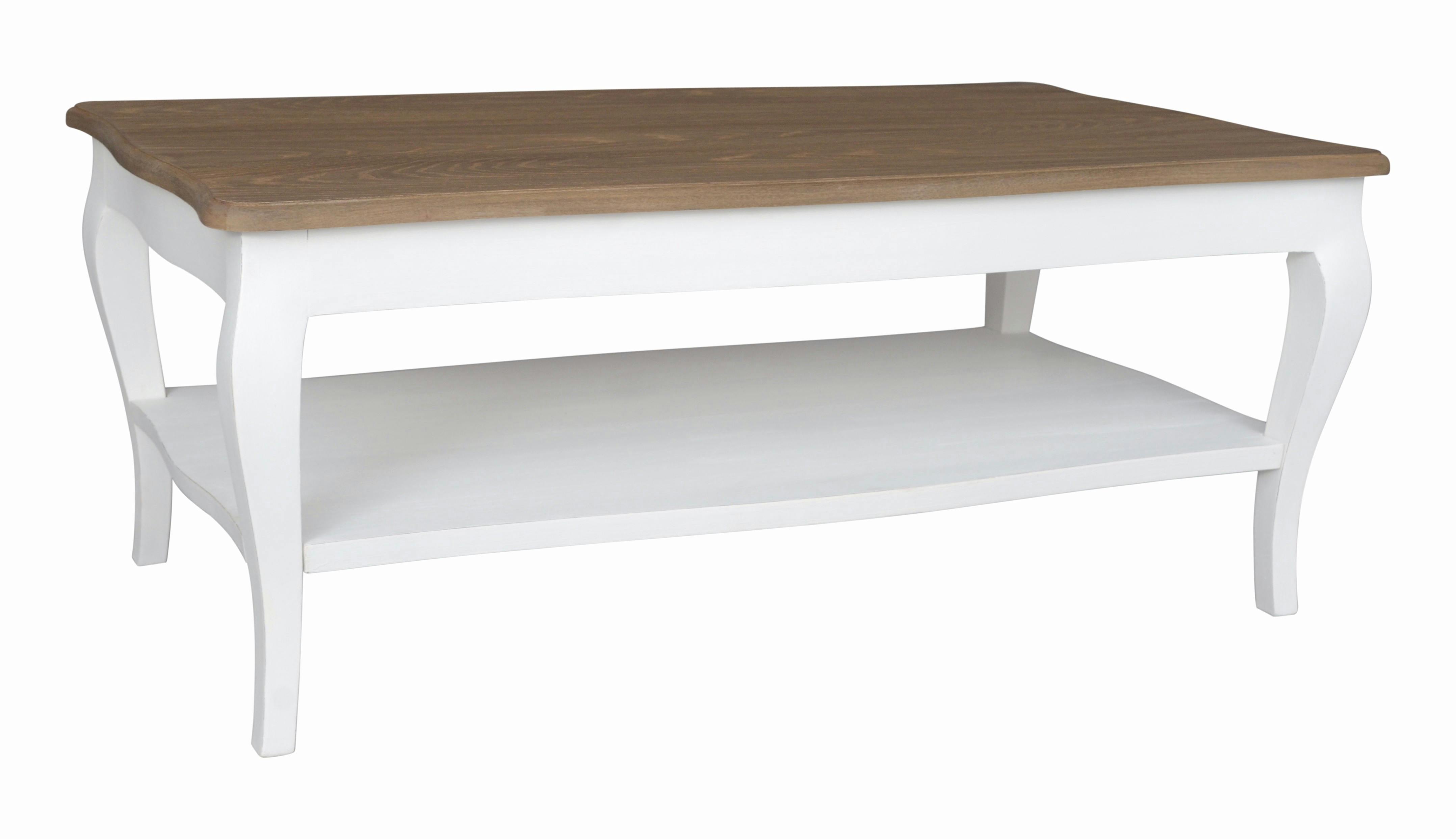 Table basse en bois blanc plateau foncé de style romantique