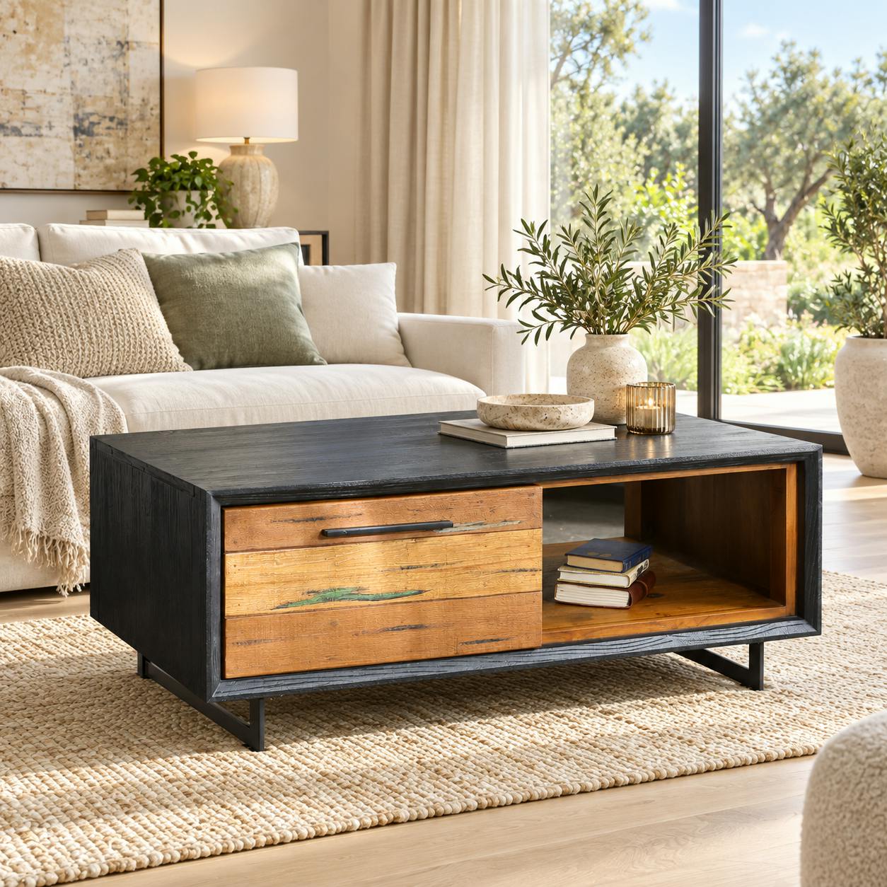 Table basse bois recyclé de bateau PHOENIX