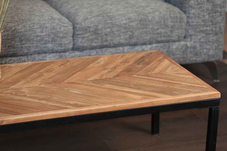 Table basse bois recyclé motif chevron 110 cm MALANG