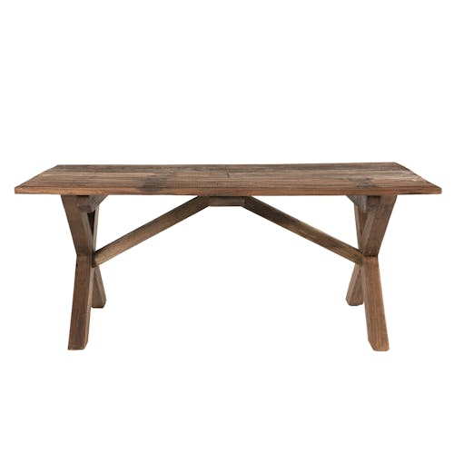 Table basse en bois recycle pieds croises de style contemporain
