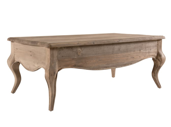 Table basse en bois recycle clair de style romantique