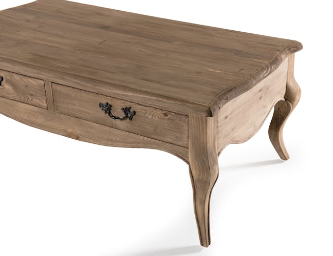 Table basse en bois recycle clair de style romantique