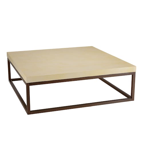 Table basse carrée 120 cm métal et béton beige BRASILIA