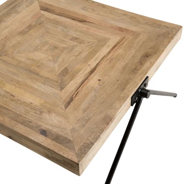 Table basse carree en bois peids metal de style contemporain