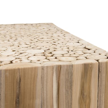 Table basse carree en bois clair de style exotique