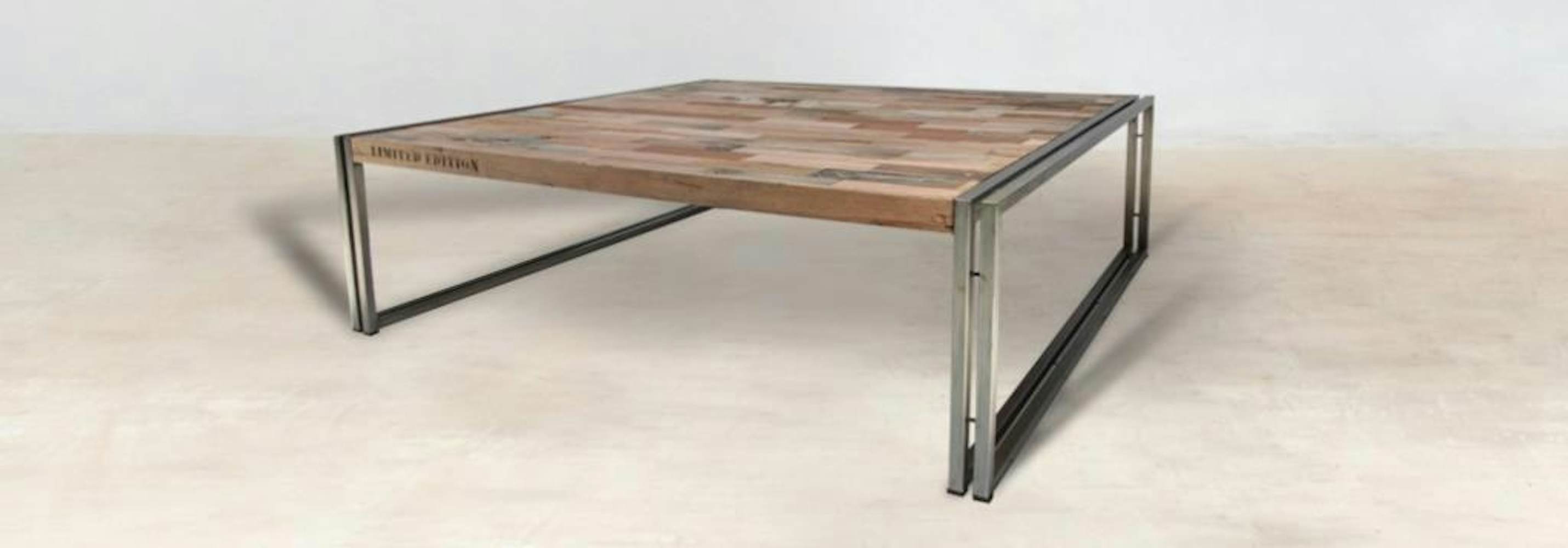 Table basse carrée bois recyclé 120X120 CARAVELLE Tables basses