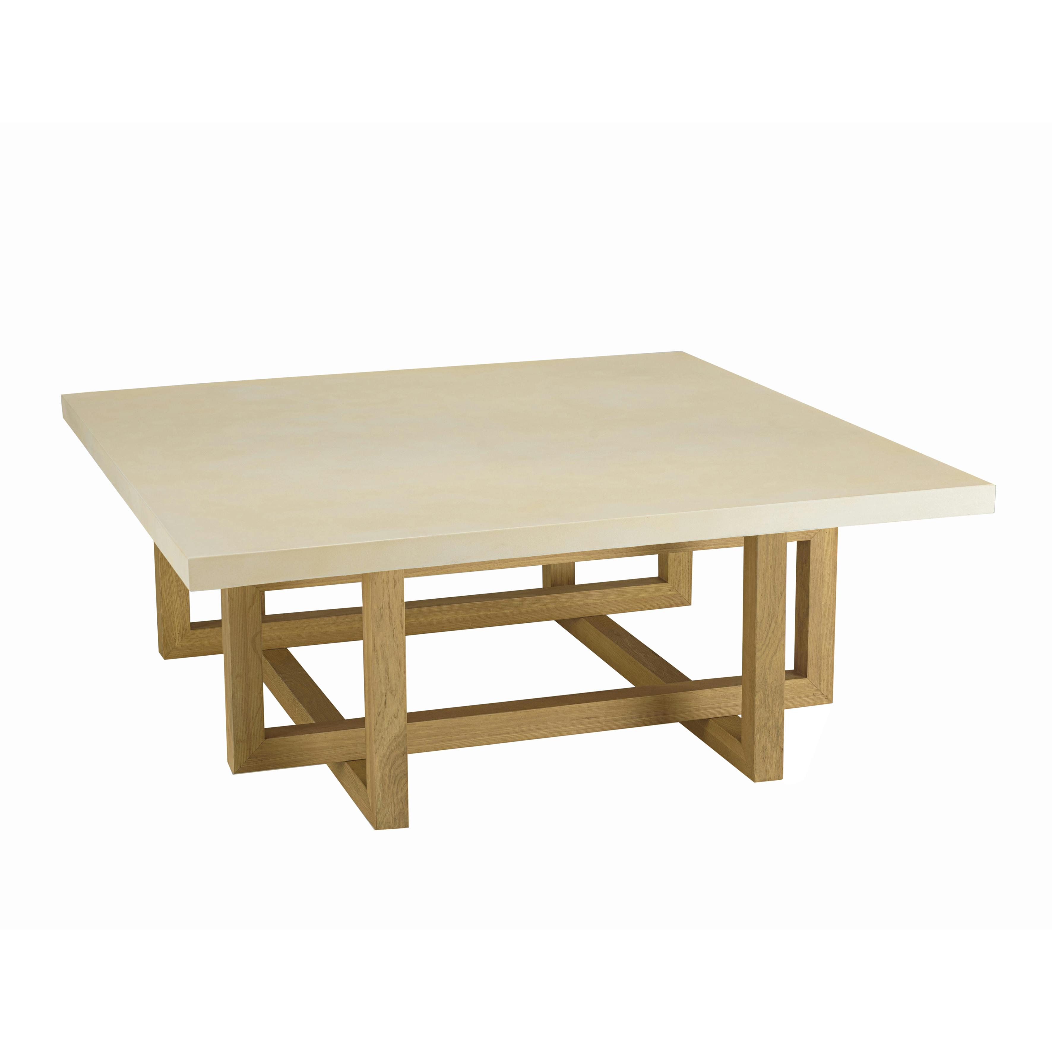 Table basse carrée design 110 cm chêne et béton BRASILIA