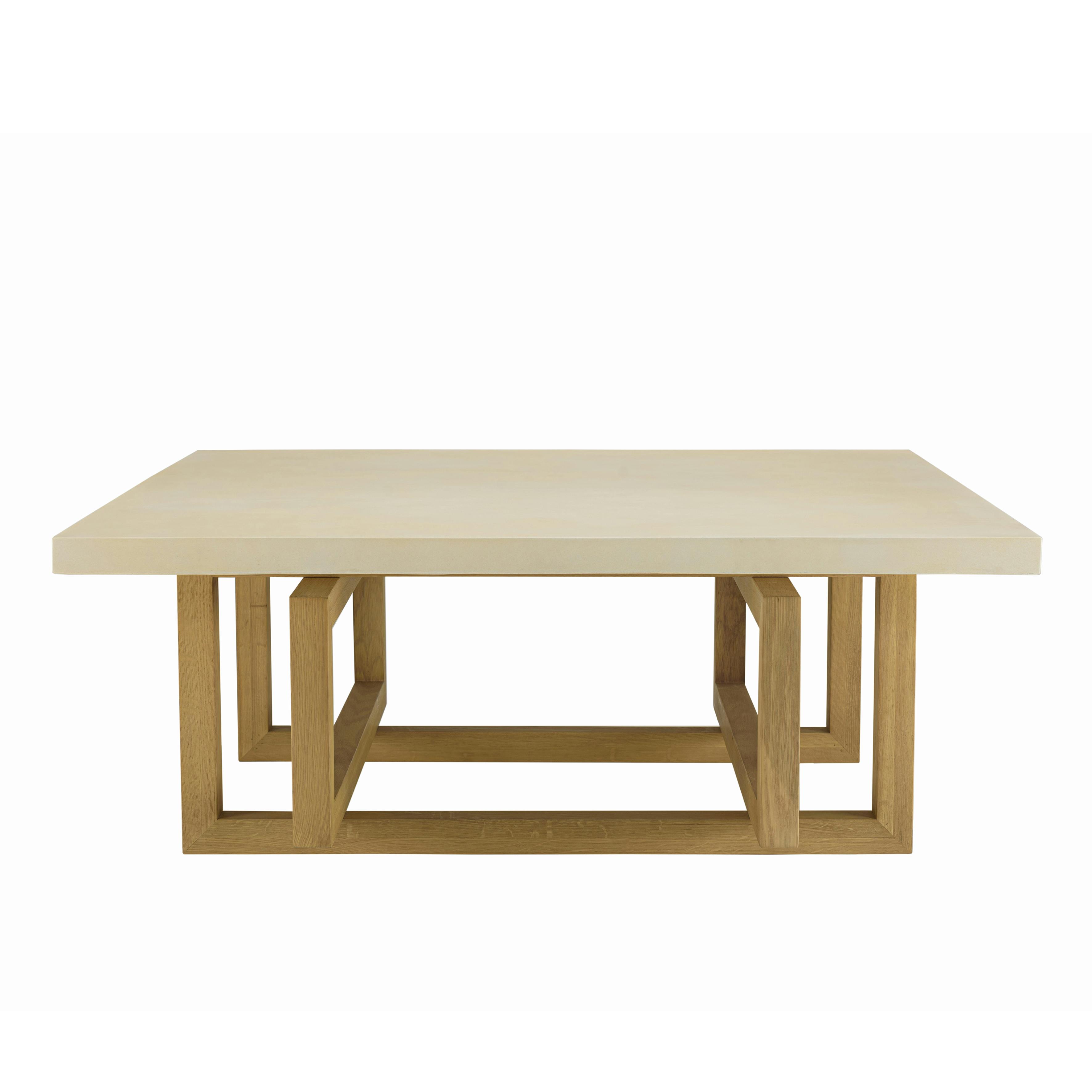 Table basse carrée design 110 cm chêne et béton BRASILIA