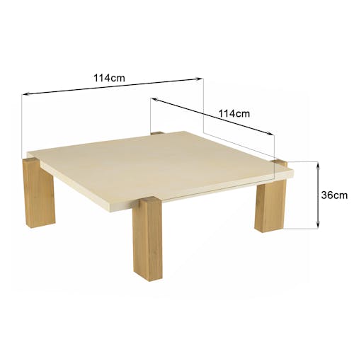 Table basse carrée design épuré bois et béton 114 cm BRASILIA