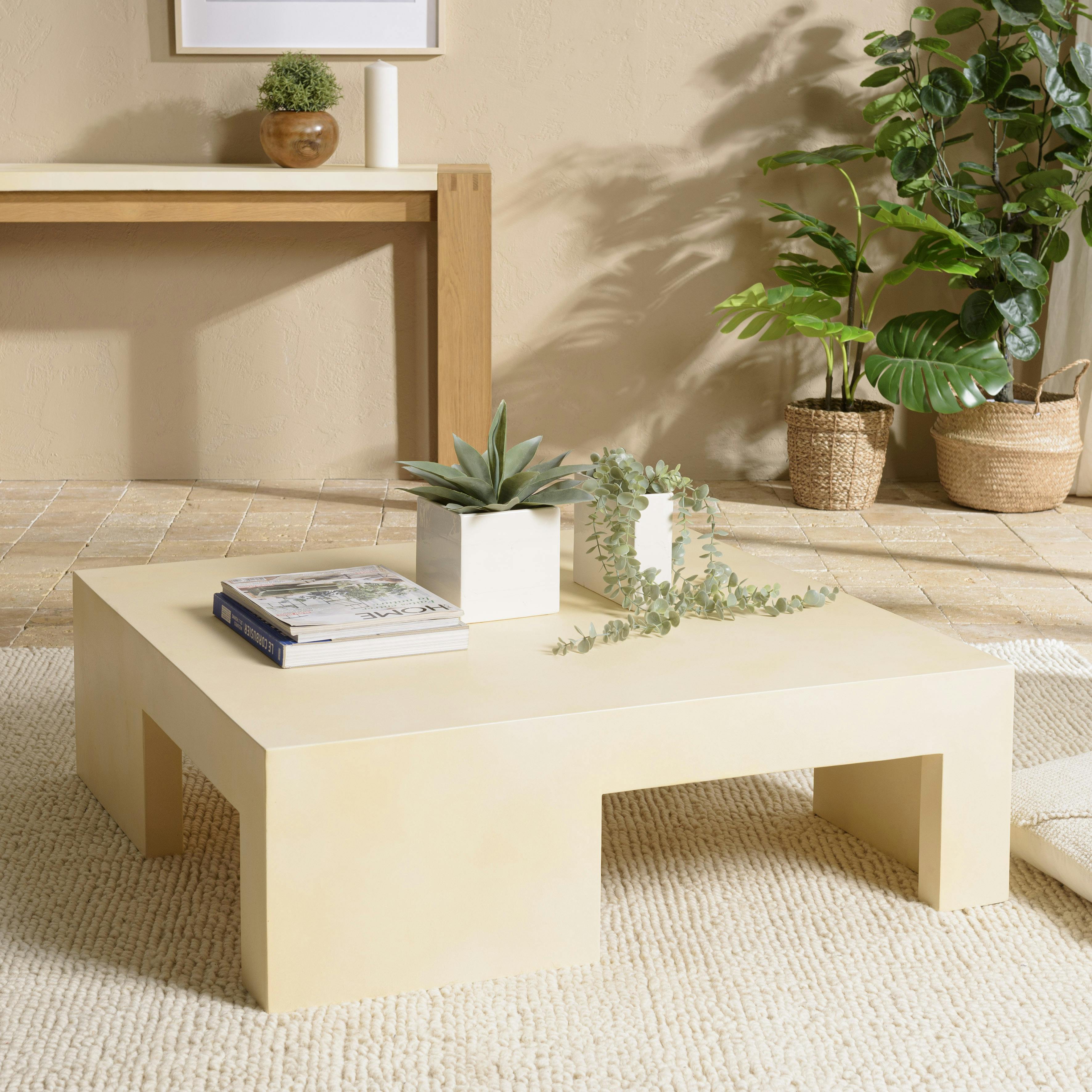 Table basse carrée en béton crème 95 cm BRASILIA