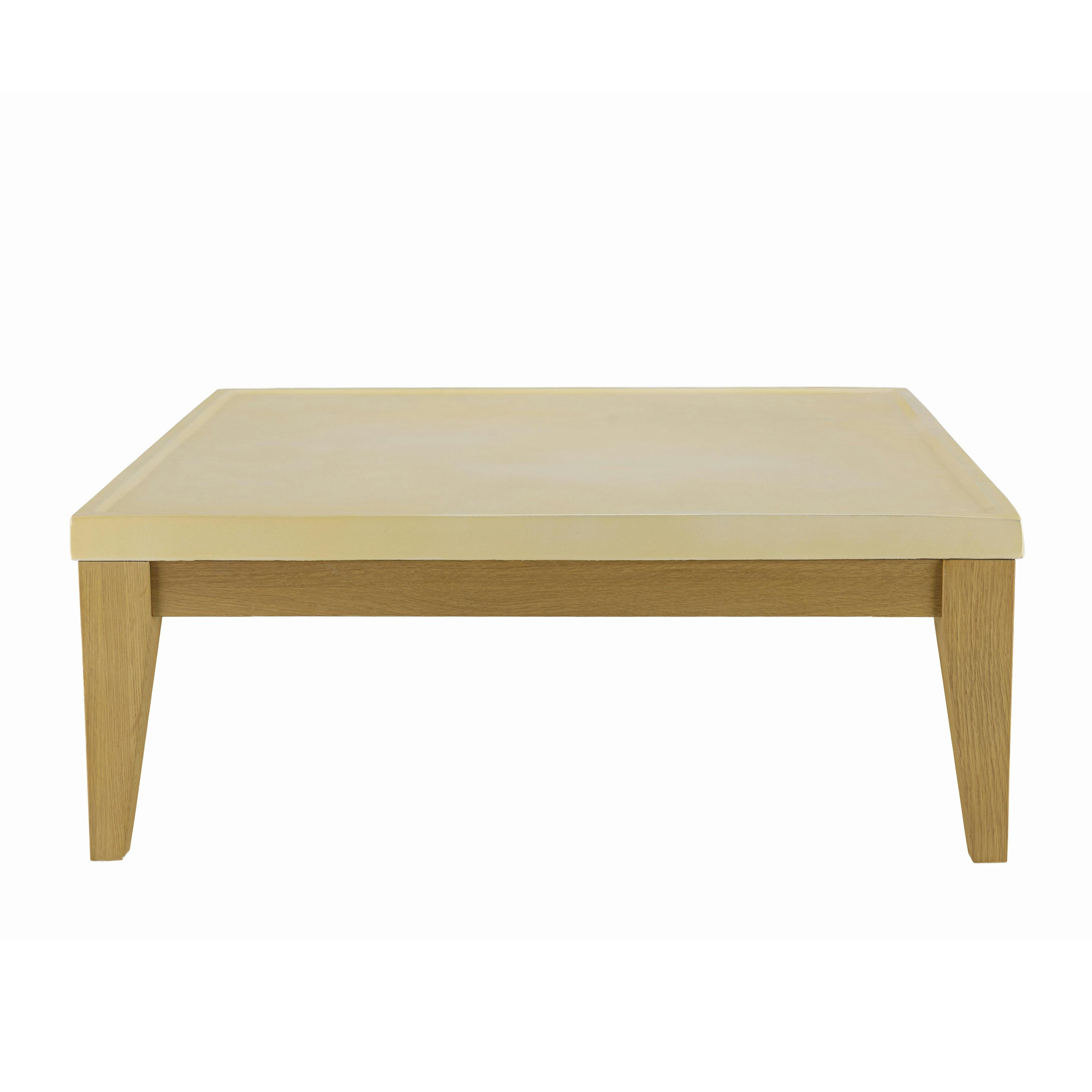 Table basse carrée en béton et chêne 80 cm BRASILIA