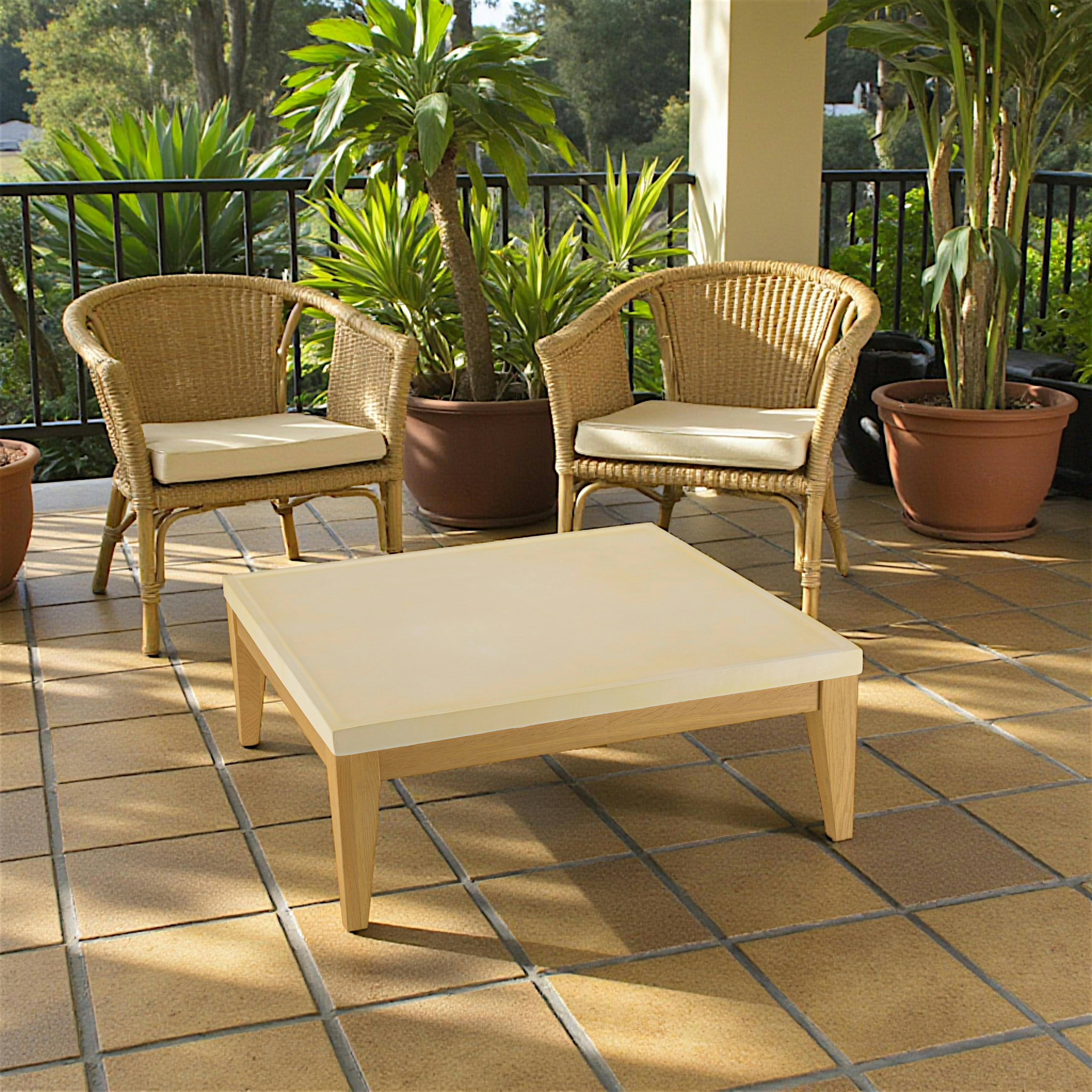 Table basse carrée en béton et chêne 80 cm BRASILIA