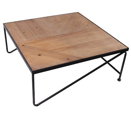 Table basse carrée en bois et métal ATELIER