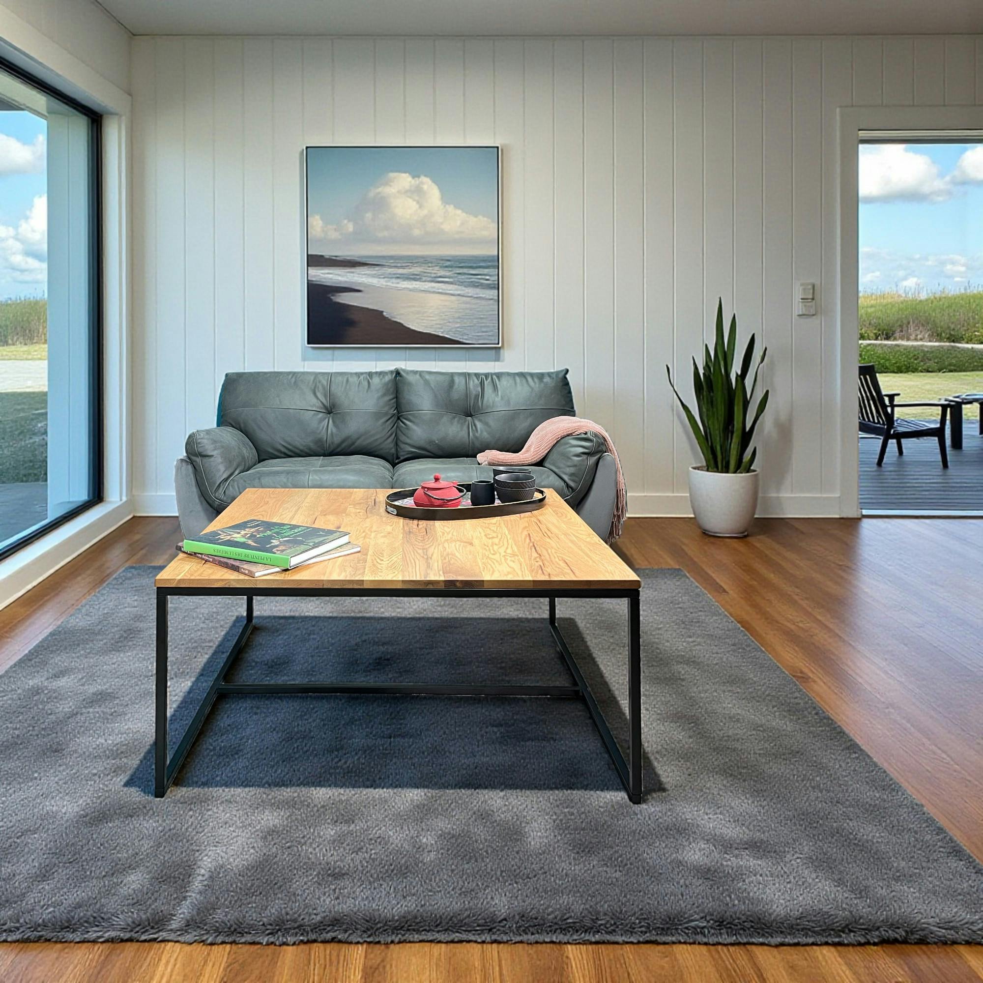 Table basse carrée en chêne massif huilé 100 X 100 PALERME