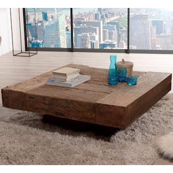 tables basses en bois rondes carrees industrielles meubles de salon pier import