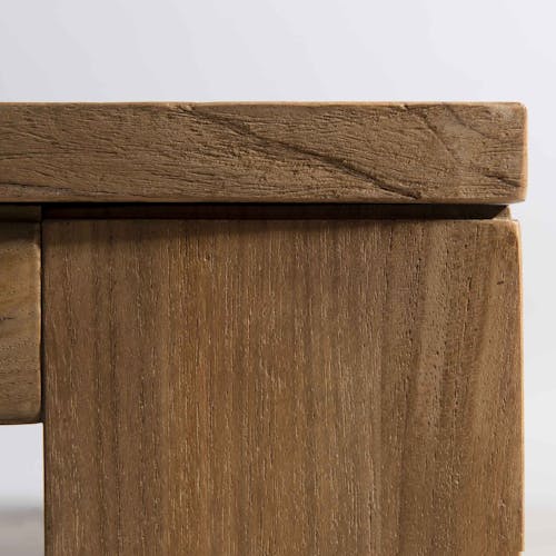 Table basse carree en bois recycle de style contemporain