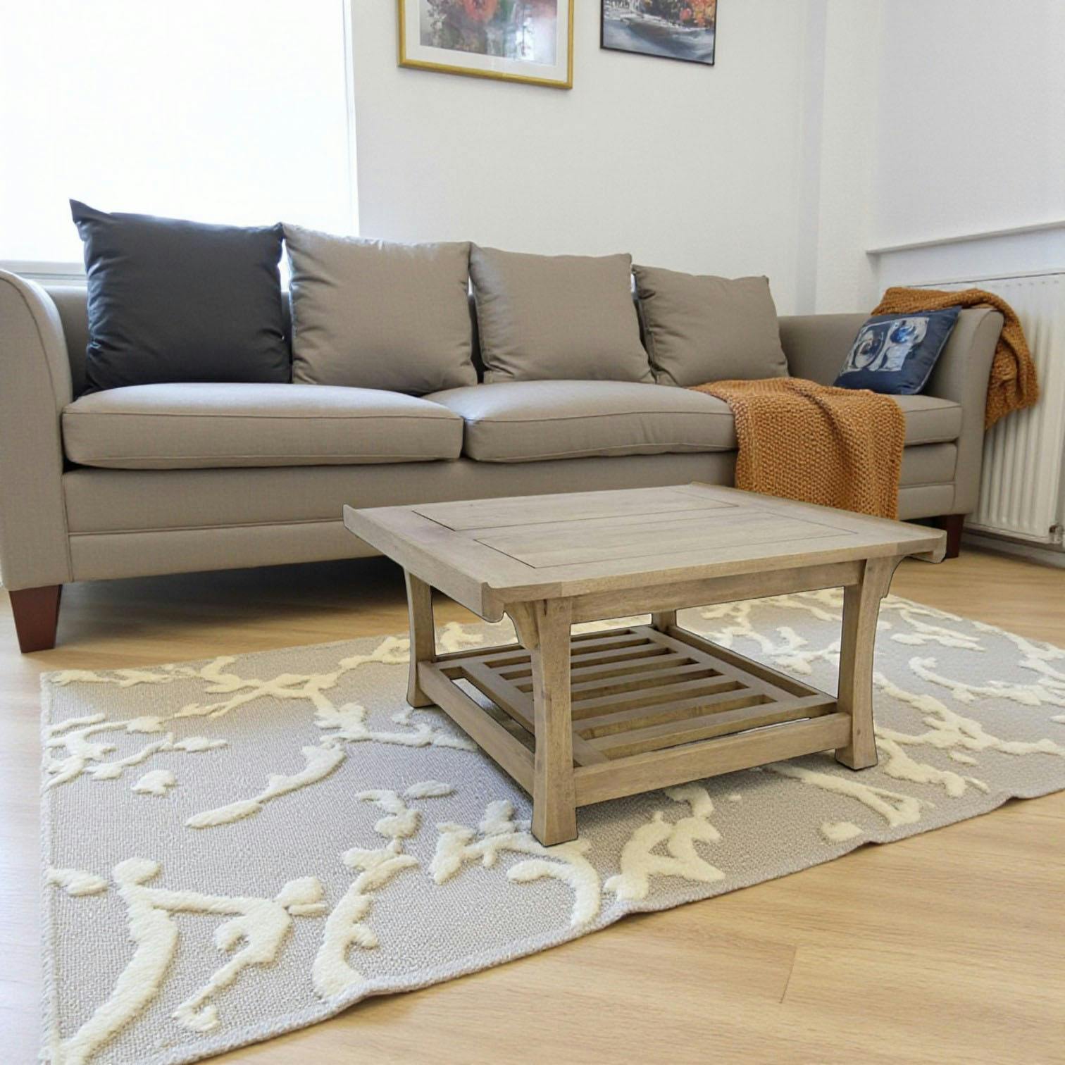 Table basse carrée hévéa 80x80x41cm MAORI