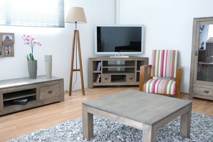 Table basse carrée hévéa destructurée OLGA