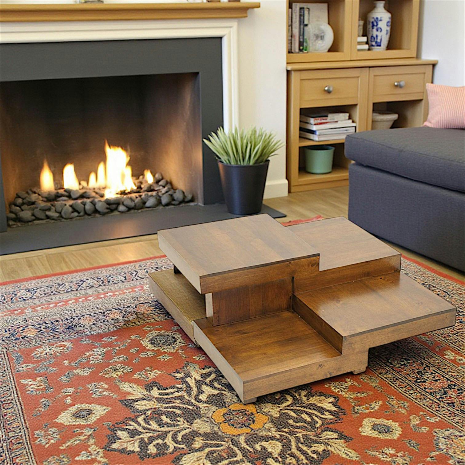 Table basse carrée hévéa destructurée OLGA