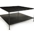 Table basse carree en metal noir deux plateaux de style contemporain