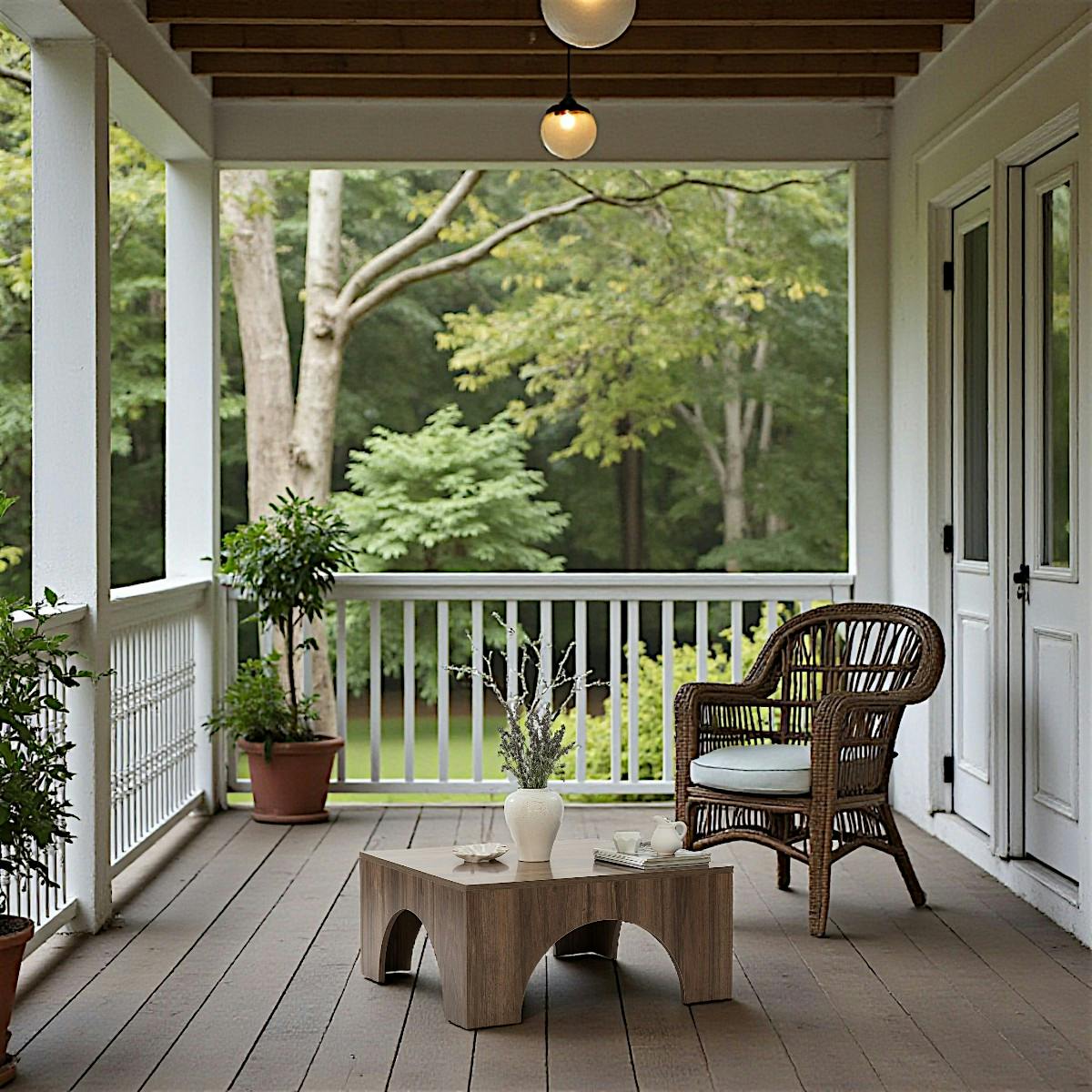 Table basse carrée structure effet noyer à arches SALTA