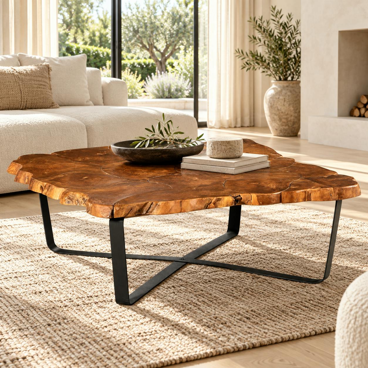 Table basse carrée teck massif recyclé D100 cm BALTIMORE
