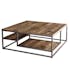 Table basse carree destructuree en bois recycle et metal de style contemporain