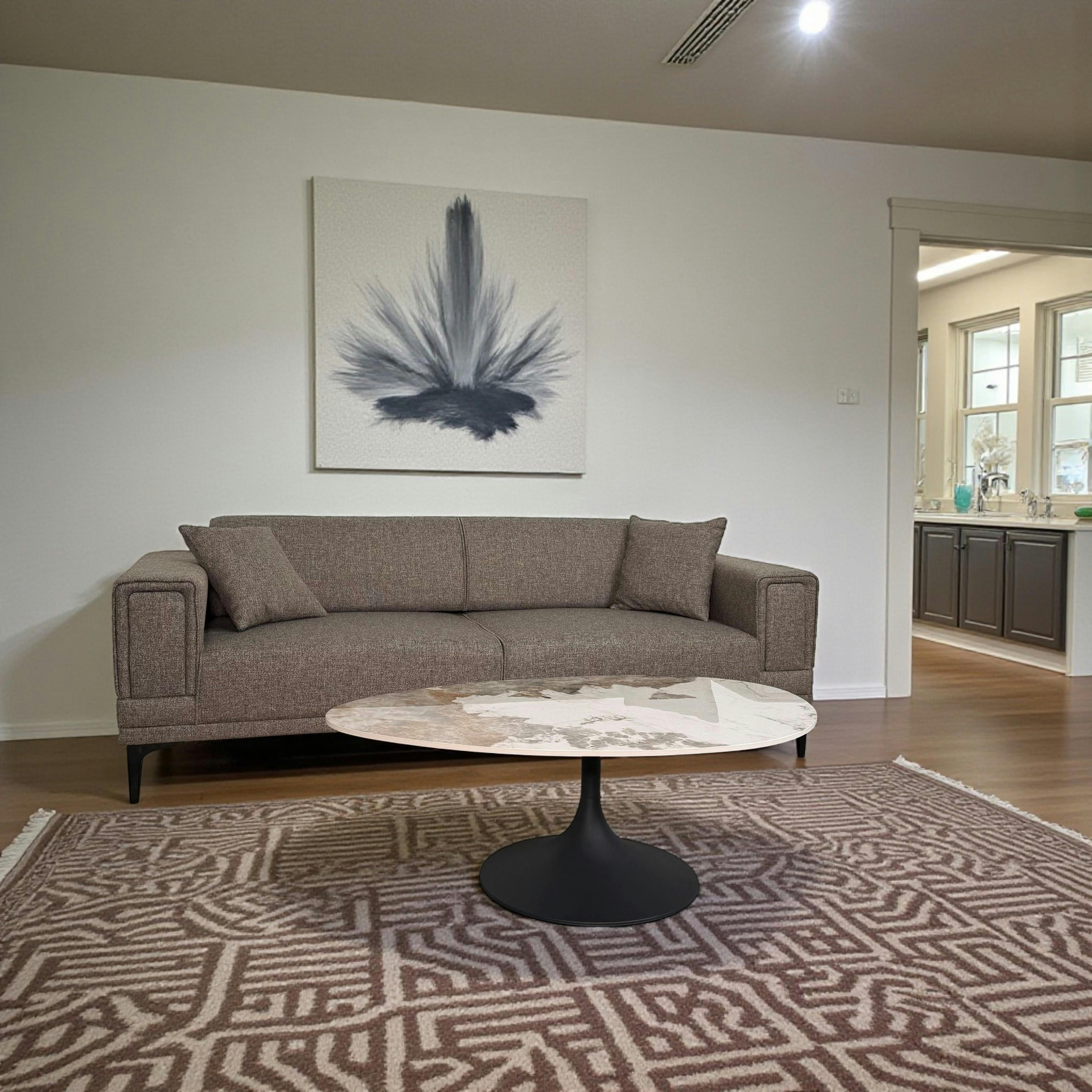 Table basse céramique marbrée, pied tulipe LIGURIE