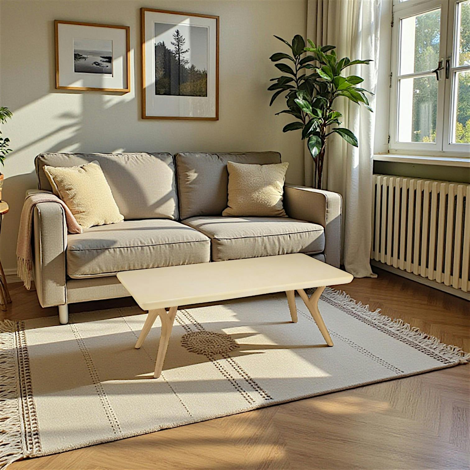 Table basse chêne et béton design moderne BRASILIA