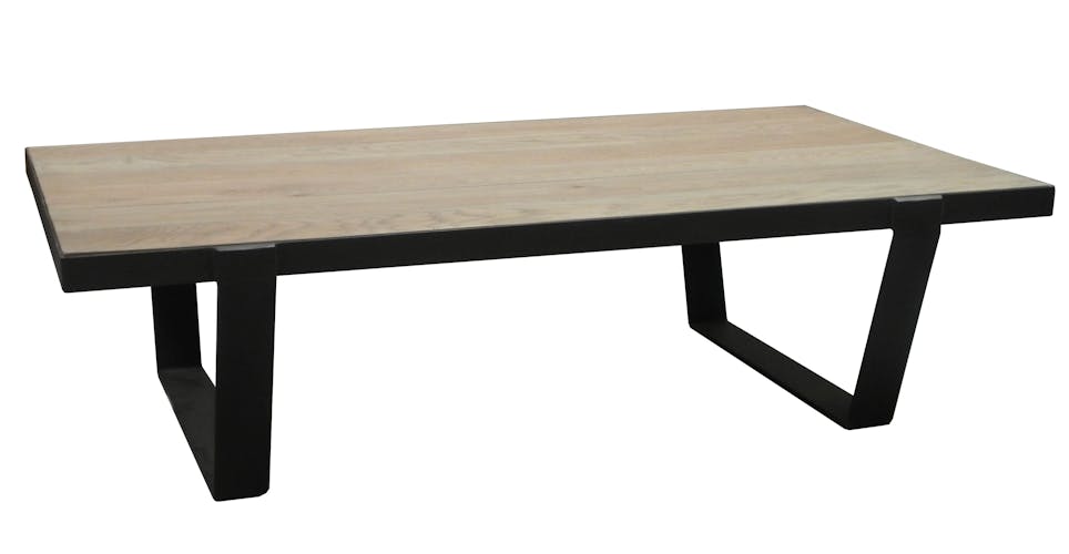 Table basse en bois massif et metal de style contemporain