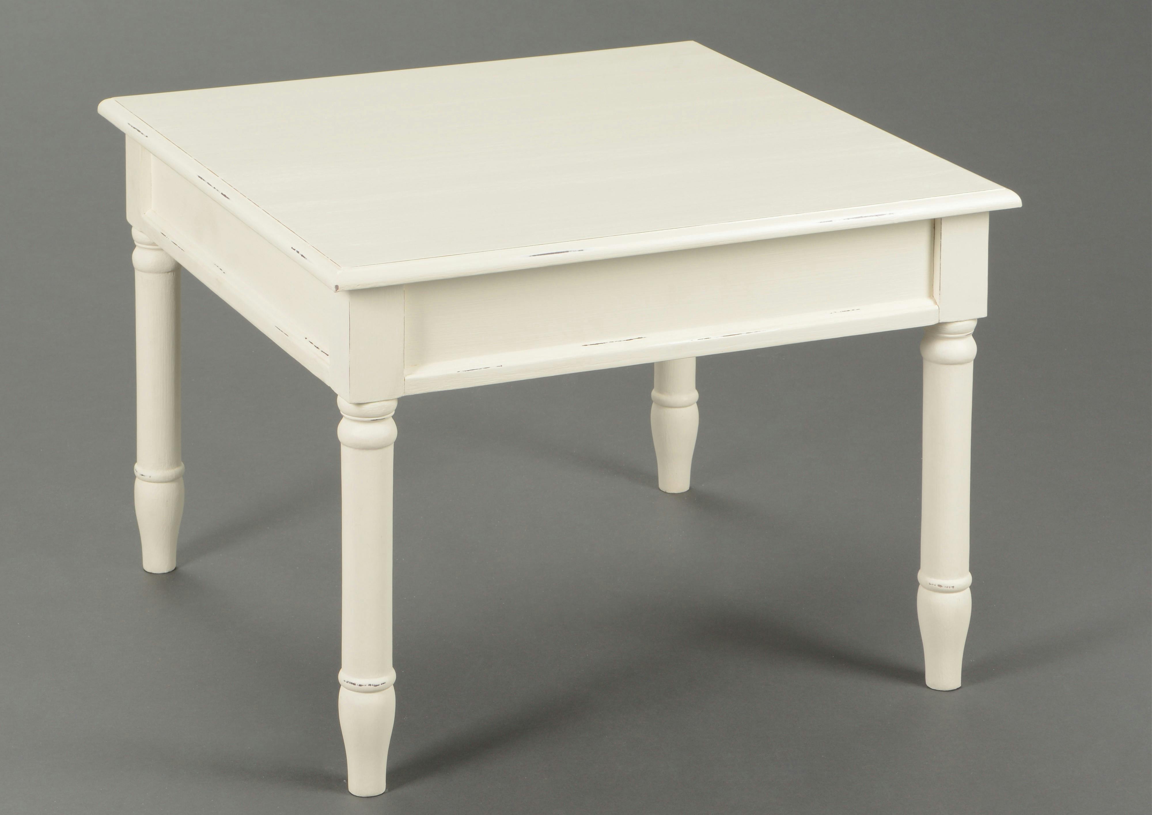 Table basse chic en bois patiné crème BRICE L60 X Larg60 X H45cm AMADEUS
