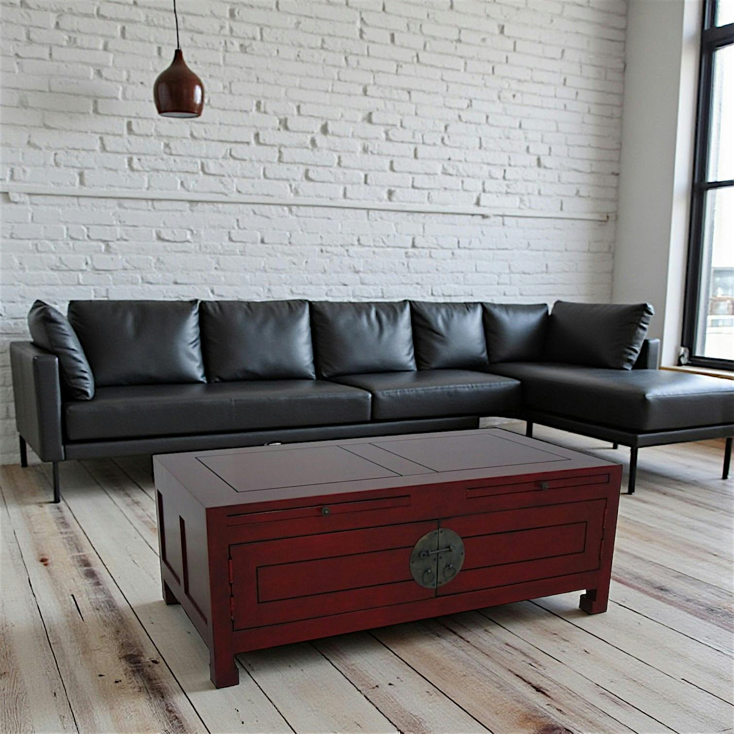 Table basse chinoise rectangle hévéa 110x60cm MAORI