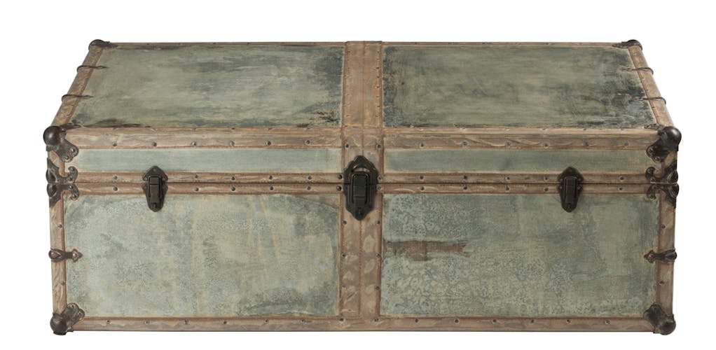 Table basse coffre en bois et métal argenté 120x70x40cm