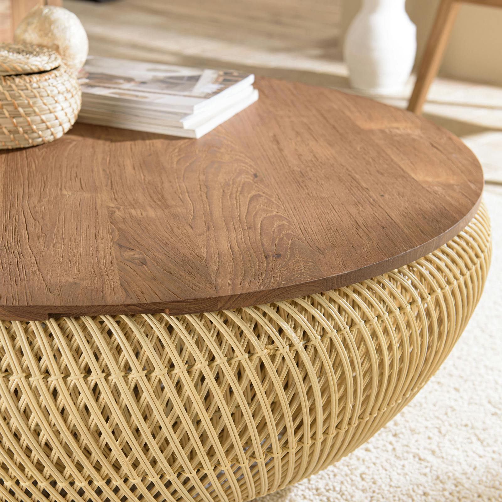 Table basse coffre moderne chêne/gris Ricciano